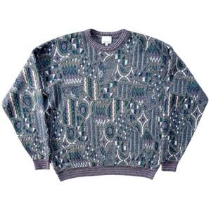Vtg London Fog 90s Abstract Knit Sweater XXL 26.75x28.5 Eclectic Grandpa